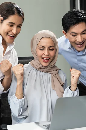 Businessmen Creative Businesspeople Coworker Office Happy Be Successful Partnership Teamwork Success Concept 1